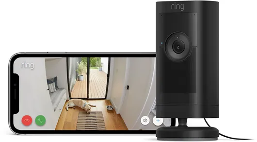 Ring Stick Up Cam Pro Utomhusövervakningskamera med nätanslutning, svart