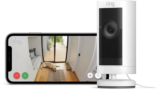 Ring Stick Up Cam Pro Utomhusövervakningskamera med nätadapter, Vit