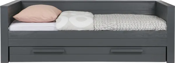 Dennis, Bäddsoffa, mörkgrå, H73xB101xL219 cm, furu